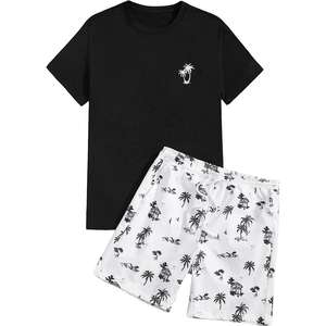 Producto de gran oferta, recién llegado, camisetas y pantalones cortos de manga corta de verano para hombres, conjunto doble de colores en contraste, conjuntos gemelos para hombres para adultos OEM - Product Image 1