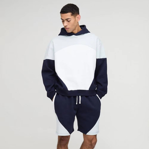 ชุดกางเกงขาสั้นและเสื้อฮู้ดผ้าฝ้ายโอเวอร์ไซส์สำหรับผู้ชายชุดกางเกงขาสั้นและเสื้อฮู้ด100% ออกแบบโลโก้ได้ตามต้องการฤดูร้อน - Product Image 1