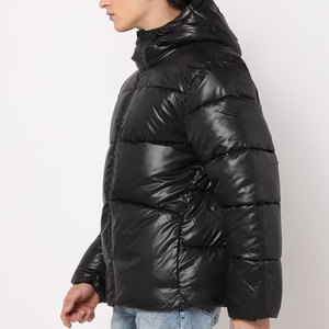 Blouson matelassé vintage personnalisé de qualité pour homme, col montant, écologique, design imperméable brillant effet bulle, idéal pour l'hiver, emballage soigné - Product Image 2