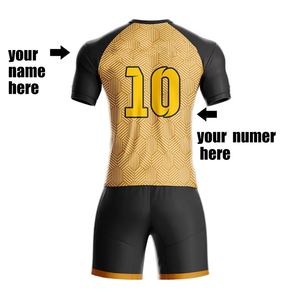 Conçu sur mesure Kit complet imprimé par sublimation col en V manches courtes couleurs unies maillot de football respirant maillot de football - Product Image 2