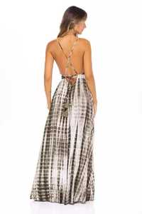 2023 élégant cravate teinture Maxi robe de haute qualité longue soirée Sexy dos nu conception Boho Chic été Style parole longueur naturel - Product Image 5