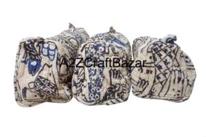 Premium High Quality Quilted 100 % Cotton Bohemian Portable for Pouch Women Cosmetic Flower Print Tote Beach Bag Large Capacity - Product Image 3