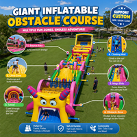Parcours d'obstacles gonflable géant commercial avec toboggan, tunnel d'escalade, jeux interactifs, aire de jeux gonflable personnalisée
