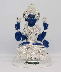 Estatua de Ídolo del Dios Hindú Jai Shree Krishna, Hecha a Mano, Plateada, Azul, Decoración Artística para el Hogar, Sala de Estar, Boda - Product Image 6
