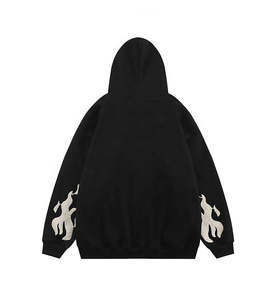 Sweat à capuche à fermeture éclair personnalisé pour hommes à prix de gros de haute qualité 100% coton Sports Streetwear brodé motif solide col à capuche - Product Image 3