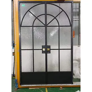 Puerta francesa de aluminio Exterior Simple gratis, puertas francesas blancas personalizadas, puerta de vidrio impermeable de doble Panel