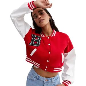 Top Trending Custom Logo 100% Algodón Fleece Cropped Mujeres Varsity Chaquetas 2025 Ladies University Chaquetas - Product Image 1