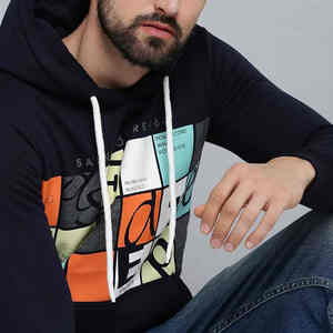 Sudadera con capucha grande de algodón 100% al por mayor, sudadera con logotipo personalizado impreso, patrón sólido, peso pesado para impresión de hojaldre, logotipo frontal de pantalla - Product Image 2