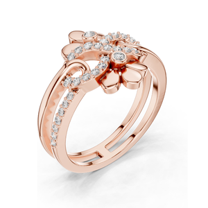 Bague florale infinie en diamant de laboratoire 0,286 CT pour femme, clarté VVS-VS EF, or 18 carats, 14 carats, 10 carats et argent 925, rose - Product Image 5