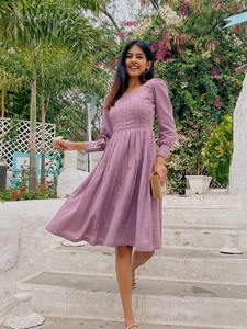 Indien main bloc imprimé fleuri coton robe femmes écologique été décontracté Midi longueur Boho porter personnalisé cadeau vente - Product Image 3