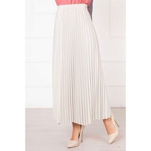 Jupe plissée en soie décontractée Sena pour crème impression numérique longueur au sol respirant grande taille naturel pour club de travail résistant à la chaleur - Product Image 1