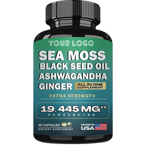 Suplemen Herbal minyak biji hitam jahe Ashwagandha lumut laut organik kapsul detoks alami & dukungan anti-inflamasi <span class=keywords><strong>60</strong></span> buah - Product Image 3
