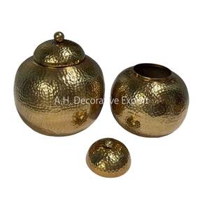 Jarrón Dorado de Última Moda para Decoración de Mesa, Diseño Nuevo, Macetas Metálicas con Tapa, Jarrones Decorativos Martillados para Dormitorio - Product Image 2
