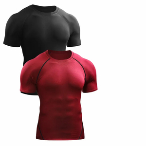 Chemise de compression de fitness à séchage rapide pour homme Saleh Enterprises, manches courtes, extensible, polyester et élasthanne, ajustée, vêtements de sport - Product Image 1