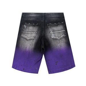 Pantalones cortos de mezclilla 100% personalizados para hombre, pantalones holgados con diamantes de imitación, pantalones vaqueros de verano, pantalones cortos de mezclilla lavados con ácido para hombre - Product Image 3