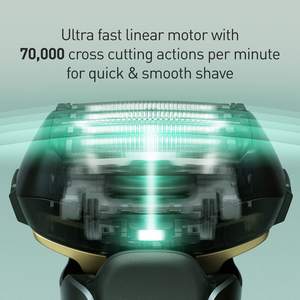 Rasoir électrique 5 lames pour usage humide et sec, tondeuse à poils faciaux pour hommes, pour nez et oreilles, en plastique noir, application domestique - Product Image 4