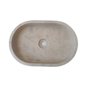 Fregadero de lujo moderno de travertino con forma ovalada, lavabo de piedra Natural hecho a mano con función de seguridad para baño, tocador, cocina, Villa - Product Image 1