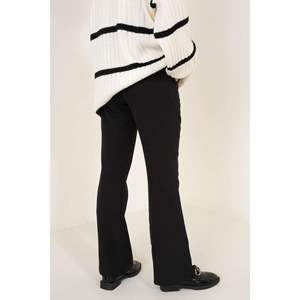 Pantalones acampanados de pierna ancha para mujer, pantalones casuales negros con cintura elástica, diseño transpirable y arrugado hasta la rodilla - Product Image 3