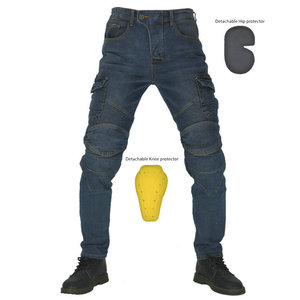 Mens Solid Black Motorcycle Jeans Kevlar Armor Removable CE <b>Knee</b> Hip <b>Pads</b> Protective Riding Denim Pants - Product Image 5