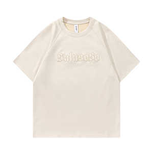 Camiseta de Hombre de Algodón Orgánico Tejida con Etiqueta Privada Personalizada, Impresión en Relieve, Color Puro, Venta al Por Mayor - Product Image 4