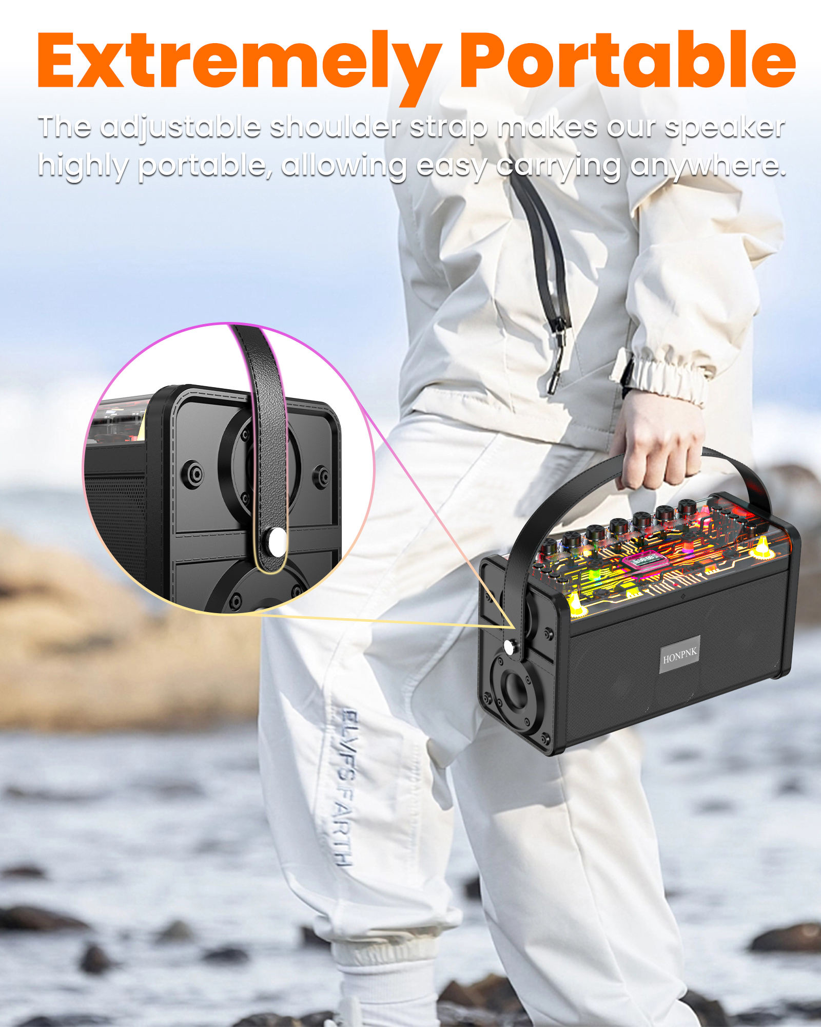 HONPNK Record Player with RGB LED Lighting and Wireless Mechanical Fashion Subwoofer Exquisite Battery-Powered Gift