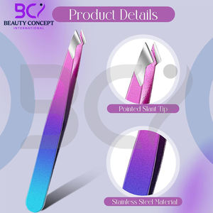 Pince à épiler professionnelle en acier inoxydable de style classique à pointe inclinée pour l'épilation et l'élimination des poils incarnés - Product Image 6