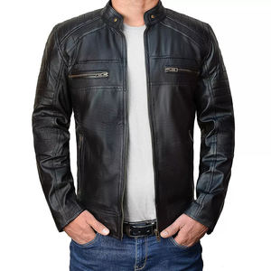 Chaqueta de cuero con cremallera de talla grande de alta calidad directa de fábrica para abrigos de cuero para hombre - Product Image 1