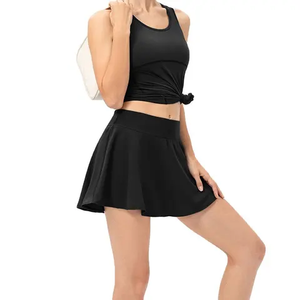 Jupe de tennis pour femmes, été, sport, écologique, anti-UV, séchage rapide, évacuation de l'humidité, respirante, légère, avec logo sur le devant - Product Image 4