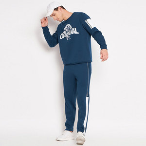Ensemble de survêtement décontracté pour homme, sweat-shirt à col rond imprimé bleu marine, coupe régulière, vêtements d'hiver pour adultes, polyester/coton - Product Image 5