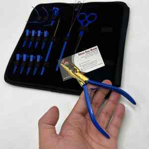 Pince d'extension de cheveux à micro-anneau avec logo personnalisé très vendue trousse à outils chirurgicale de qualité en acier inoxydable bleu plaqué or durable - Product Image 4