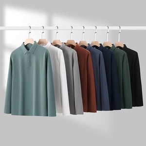 OEM logotipo personalizado transfronterizo de manga larga Polo Color sólido Otoño e Invierno Bottoming camiseta para hombres DDP Envío - Product Image 2
