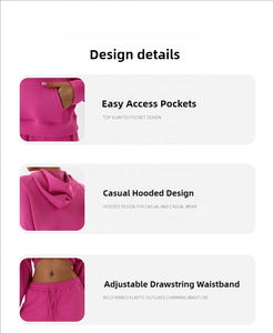 Conjunto de Sudadera y Pantalones Deportivos de Dos Piezas para Mujer, Estilo Urbano, Oversize, Grueso, de Algodón, con Logotipo Personalizado - Product Image 5