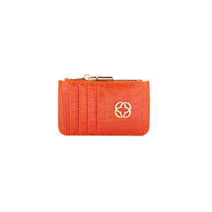Porte-cartes de visite en PU gaufré motif crocodile orange CZDN30088 - Product Image 1