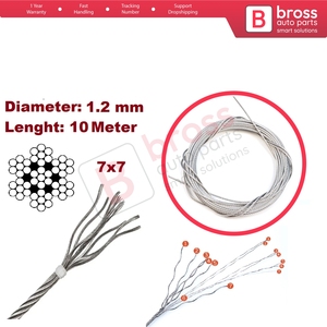 Câble Bowden BDP1299-1 pour déverrouillage de capot et coffre, en acier AISI 304, 7x7 brins, diamètre 1,2 mm, longueur 10 mètres - Product Image 5