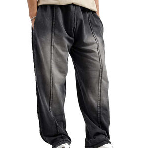 Pantalones Vaqueros Negros Holgados, Pantalones Vaqueros Vintage con Lavado Ácido y Bolsillos Casuales, en Oferta con Logotipo Personalizado - Product Image 2