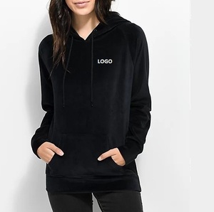 Pista de terciopelo de Color negro para mujer, Jogging y sudaderas con capucha, transpirable, atractivo, suelto, Fitness, talla grande, mangas largas para <span class=keywords><strong>ejercicio</strong></span> - Product Image 1