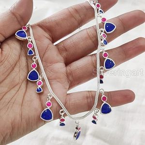 Women's <b>Necklace</b> Natural Multi Enamel/Meenakari Gemstone Christmas Wedding Handmade Jewelry 925 Sterling <b>Silver</b> Chain <b>Necklace</b> - Product Image 4