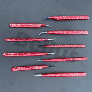 Pince à cils de couleur et de logo personnalisés de marque privée pince à épiler d'extension de cils à poignée lisse - Product Image 4