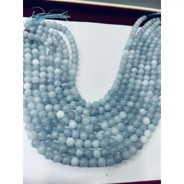 Natural Aquamarine Smooth Round Plain Beads Manufacturer and Aquamarine Beads wholesale in India