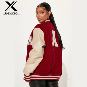 Chaqueta universitaria de lana personalizada de alta calidad para mujer estilo Hip Hop acolchado a prueba de viento transpirable algodón relleno bordado bolsillo - Product Image 4