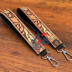 Muñequera Concho de cuero mecanizada a mano de tendencia de lujo para llaveros de piel de vaca occidental de mujer para llaves de coche Cordón de cuero genuino - Product Image 1