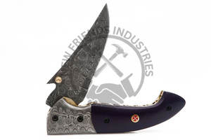 Couteau pliant personnalisé de qualité EDC en acier damas fait à la main avec manche en résine pour camping en plein air chasse randonnée OEM ODM - Product Image 6