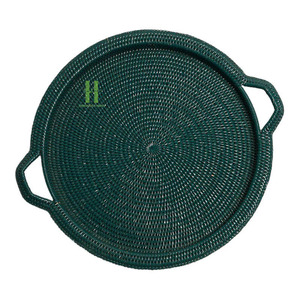 Bandeja de servicio de ratán redonda personalizable, bambú de madera natural para uso doméstico en hoteles y restaurantes, Vietnam - Product Image 1