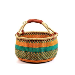 Boho ตกแต่งหญ้าทะเลทรงกลม Bolga ตะกร้าแอฟริกันตะกร้าทอตะกร้าซักผ้าพร้อมที่จับขายส่ง - Product Image 3