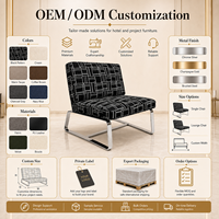 Fauteuil inclinable de luxe au design européen, recouvert de tissu, avec structure en métal chromé, pour la maison, l'hôtel ou la villa