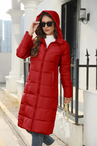 Abrigo de invierno personalizado de alta calidad para mujer, Chaqueta larga acolchada impermeable a prueba de viento con capucha, cierre de cremallera, abrigos cálidos y transpirables - Product Image 3