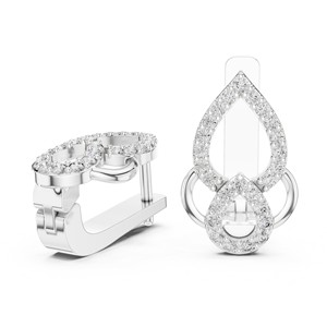 Pendientes de Aro Huggie con Moissanita Redonda en Forma de Lágrima, Plata de Ley 925, Engaste de Garras, 52 Piedras - Product Image 5