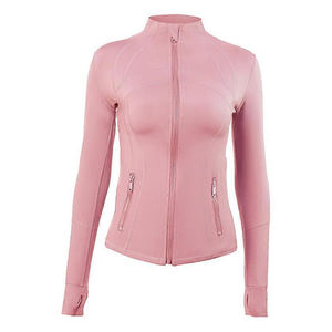 Vêtements de sport de fitness grande taille en spandex, col montant, fermeture éclair intégrale, respirant, coupe ajustée, veste de yoga à manches longues pour femmes, vente en gros - Product Image 6