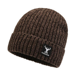 Bonnet en tricot unisexe, bonnet d'hiver chaud et doux, bonnet côtelé uni, logo personnalisé, streetwear, bonnet de style skull, chapeaux jacquard à vendre - Product Image 2