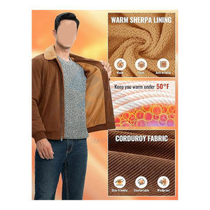 Men <b>Winter</b> Jacket Sherpa Lined Corduroy Fleece Jacket <b>Thick</b> Warm Turn-Down Collar Full Zip Casual Outdoor <b>Coat</b> for Cold Weather - Product Image 4